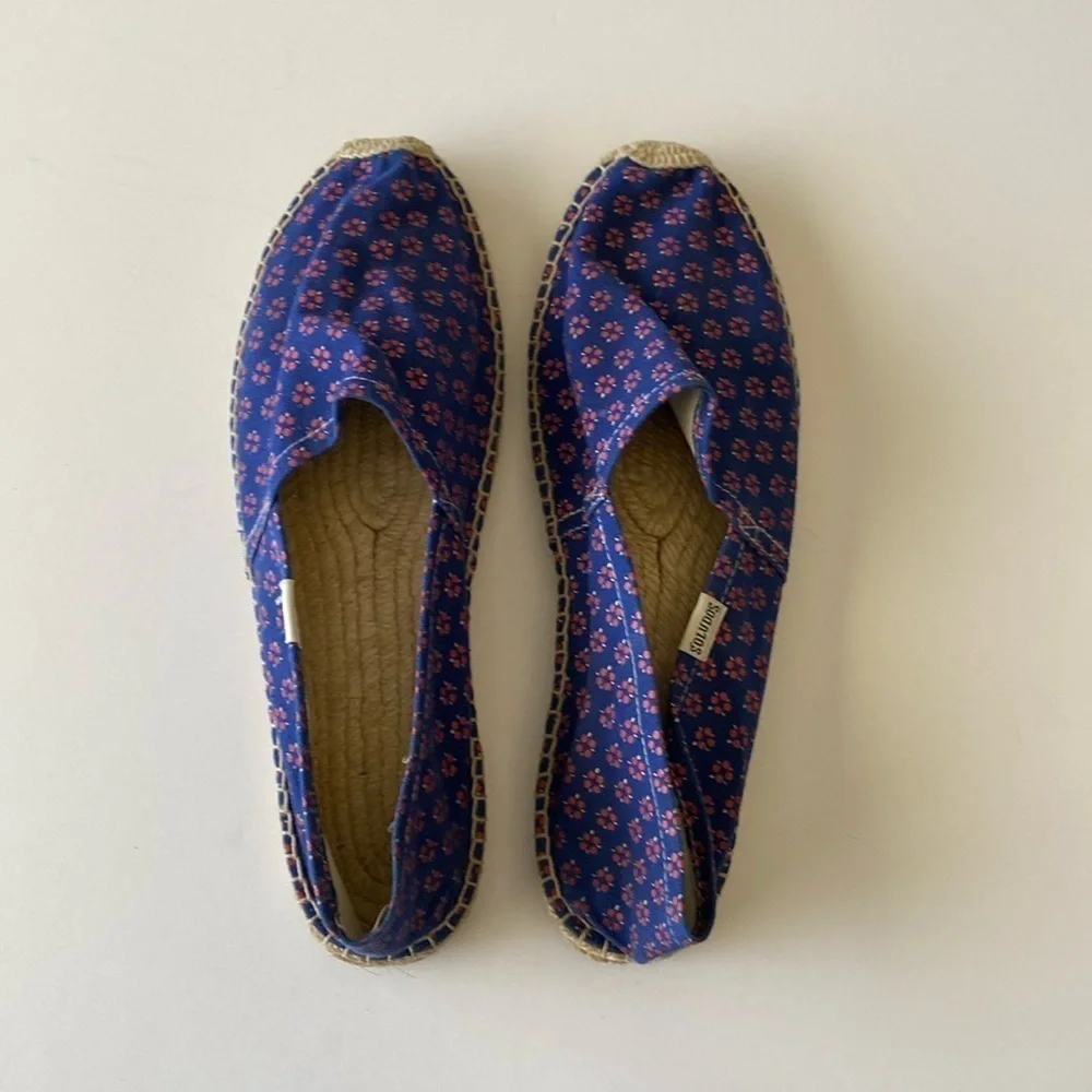 Soludos fabric espadrilles blue red floral VGUC 41